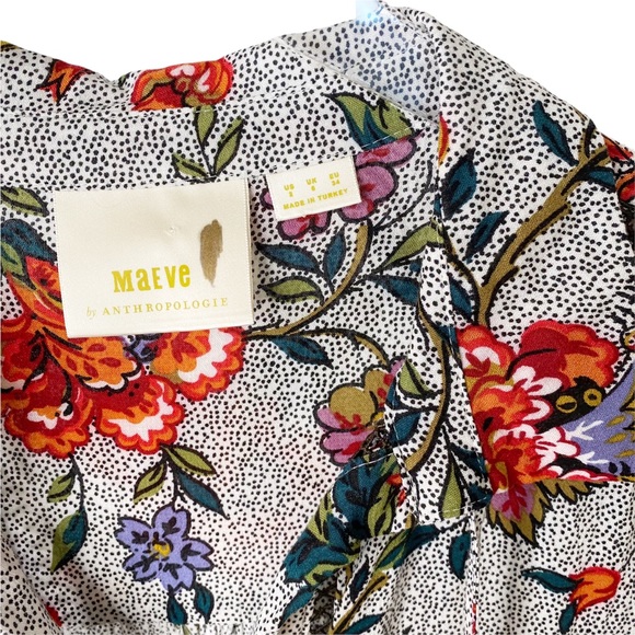 Anthropologie Maeve Janie Flounced Floral Lace Mesh Peasant Blouse Size 2 - Picture 5 of 8